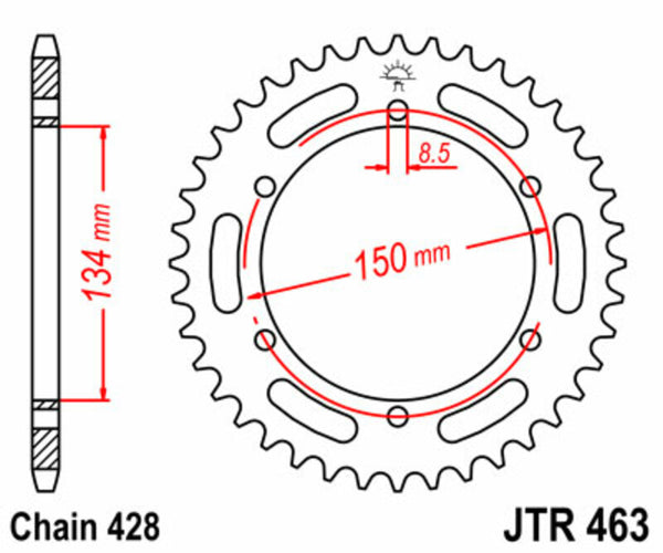 Stalowy standardowy tylny sprock JT Sprock 463 - 428 JTR463.50