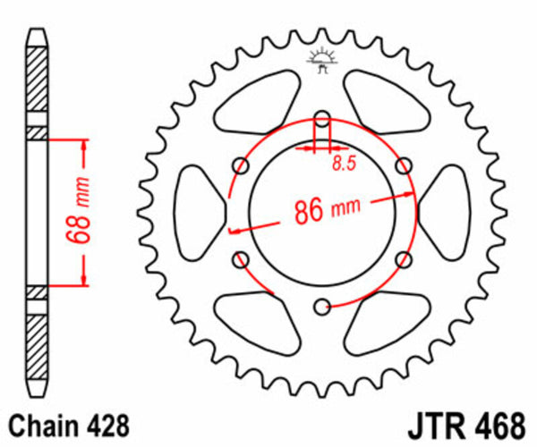 Stalowy tylny sprock JT Sprock 468 - 428 JTR468.46