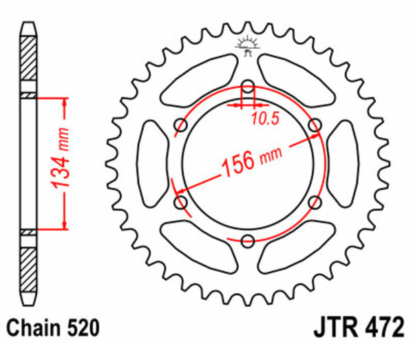 Stalowy standardowy tylny sprock JT Sprock 472 - 520 JTR472.40