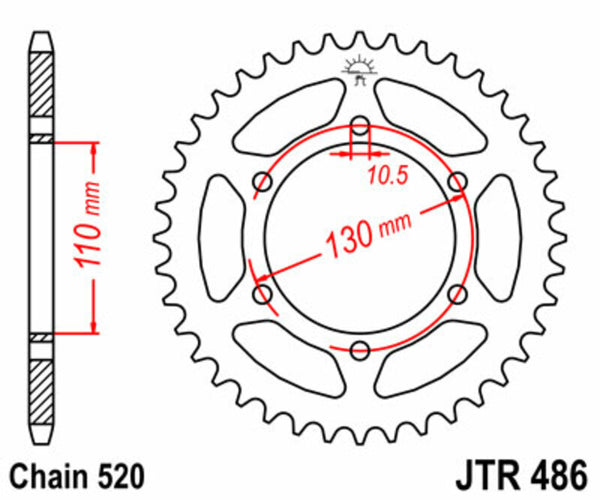 JT Sprock's Steel Standard Rear Sprock 486 - 520 JTR486.42