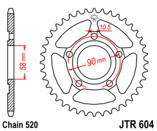Stalowy standardowy sprock JT SPROCK 604 - 520 JTR604.40