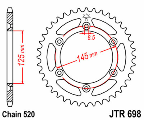 Stalowy tylny sprock JT Sprock 698 - 520 JTR698.44
