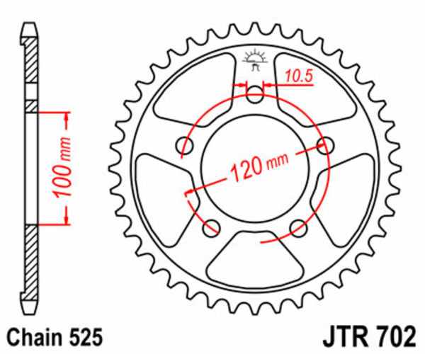 Stalowy standardowy tylny sprock JT SPROCK 702 - 525 JTR702.42