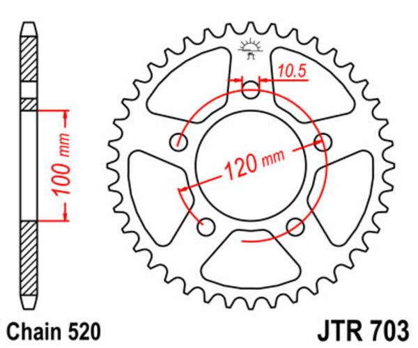 JT Sprock's Steel Standard Rear Sprock 703 - 520 JTR703.40