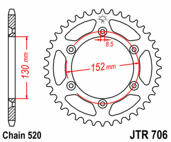 JT Sprock's Steel Standard Rear Sprock 706 - 520 JTR706.46