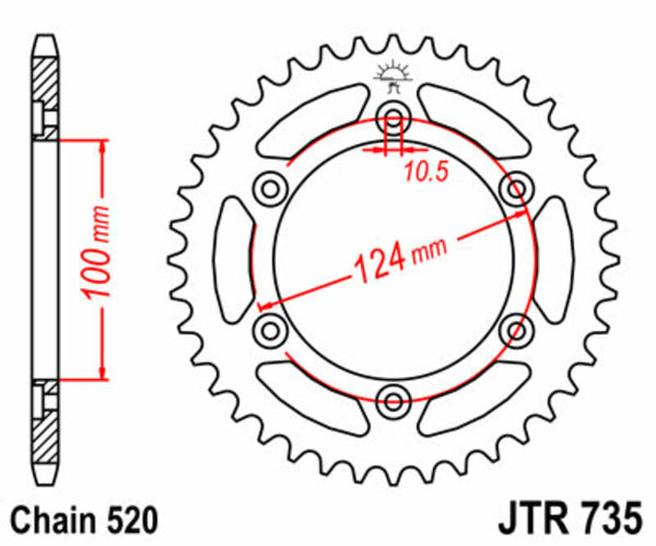 JT Sprock's Steel Standard Rear Sprock 735 - 520 JTR735.41