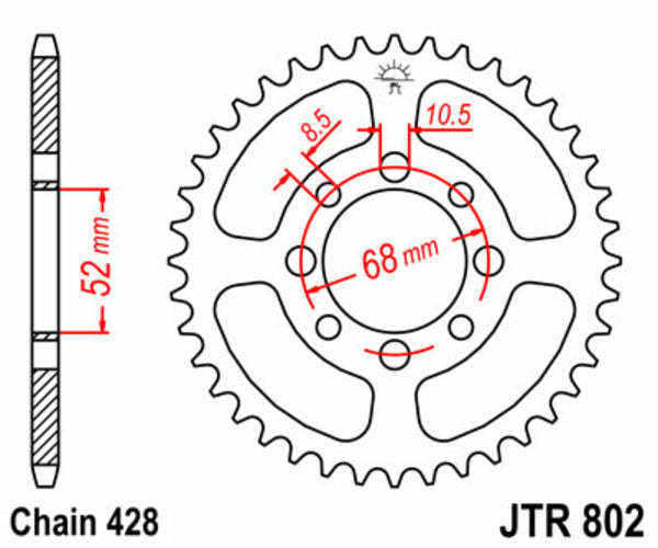 Stalowy standardowy tylny sprock JT Sprock 802 - 428 JTR802.34