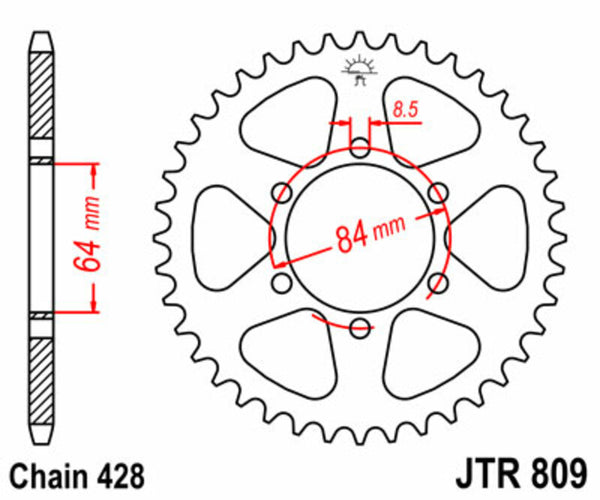 Stalowy standardowy tylny sprock JT SPROCK 809 - 428 JTR809.47