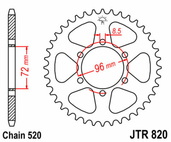 Stalowy tylny sprock JT Sprock 820 - 520 JTR820.42