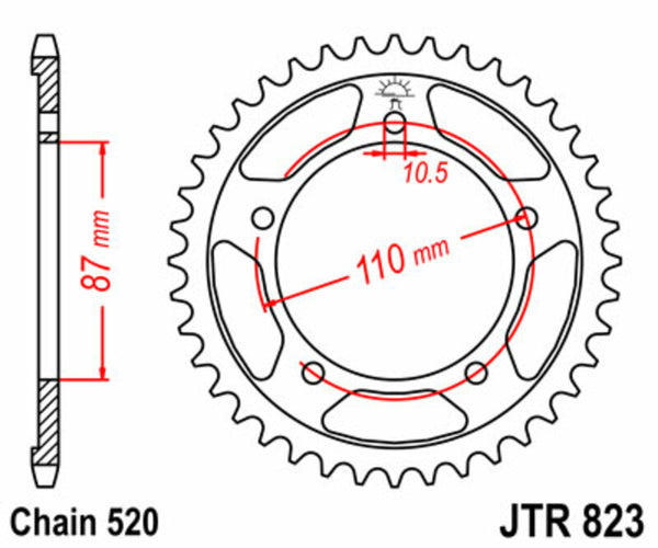 Stalowy standardowy sprock JT Sprock 823 - 520 JTR823.46