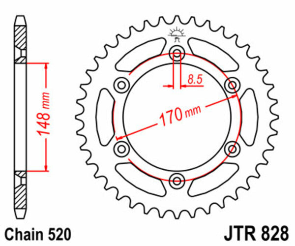 Stalowy standardowy tylny sprock JT Sprock 828 - 520 JTR828.42