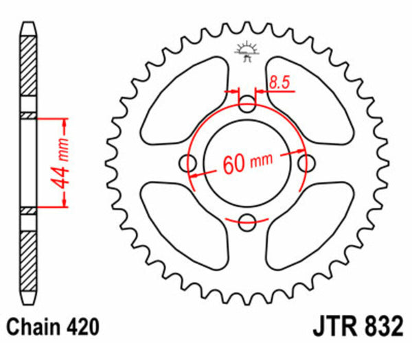 JT Sprock's Steel Standard Rear Sprock 832 - 420 JTR832.48