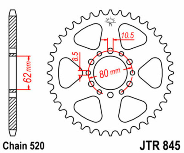 Stalowy standardowy sprock JT Sprock 845 - 520 JTR845.46