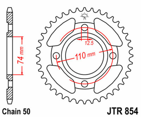 Stalowy standardowy tylny sprock JT Sprock 854 - 530 JTR854.43
