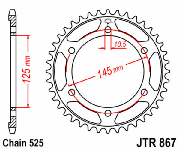 Stalowy standardowy tylny sprock JT Sprock 867 - 525 JTR867.42