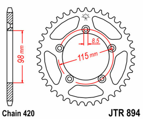 JT Sprock's Steel Standard Rear Sprock 894 - 420 JTR894.48