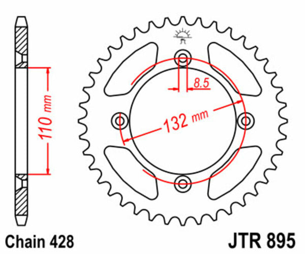 Stalowy tylny sprock JT Sprock 895 - 428 JTR895.49