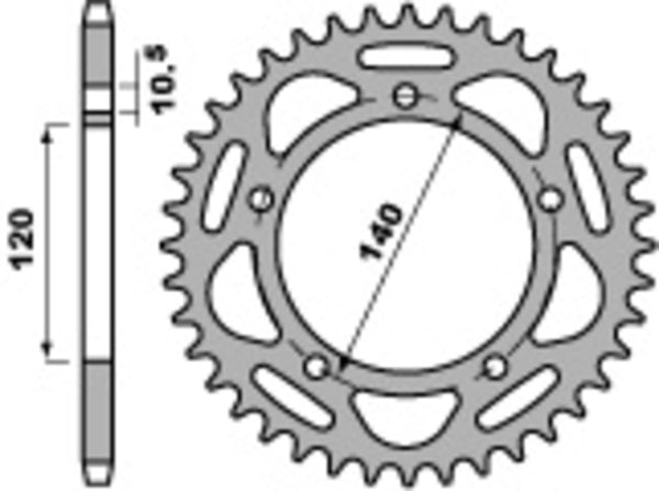PBR Standard C45 Steel rear Sprock 4397 - 520 4397 45 C45