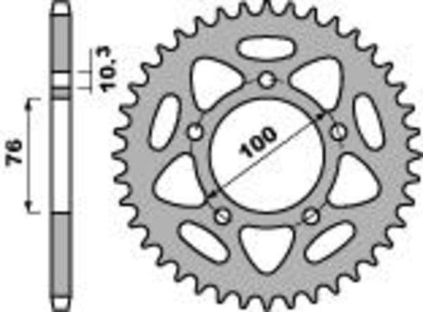 PBR Ultra -światło aluminiowe tylne spropet 4456 - 525 4456 36 L