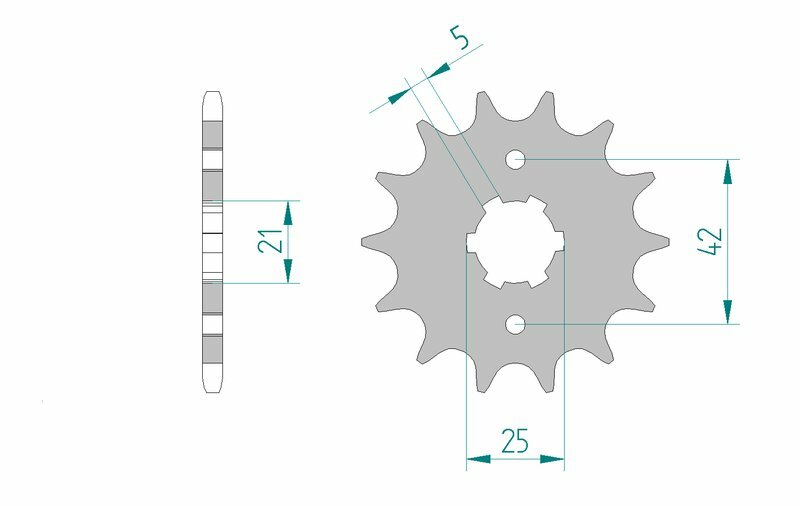 Afam Steel Standardowy przedni sprock 21301 - 520