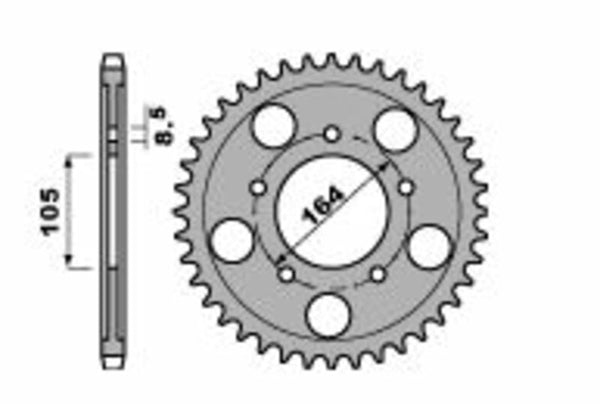 PBR Standard C45 Stalowy tylny Spoket 4557 - 525 4557 46 C45