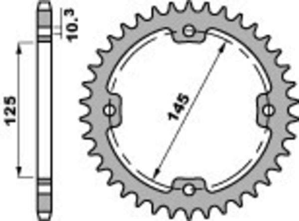 PBR Standard C45 Stalowy tylny Spoket 4588 - 520 4588 37 C45