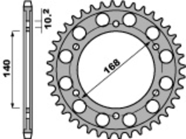 PBR Standard C45 Stalowy tylny Spoket 4613 - 525 4613 42 C45