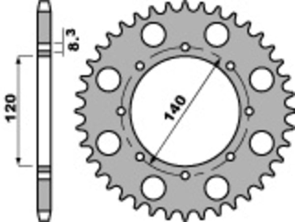 PBR standardowy stalowy sprock 491 - 520 491 42 C45