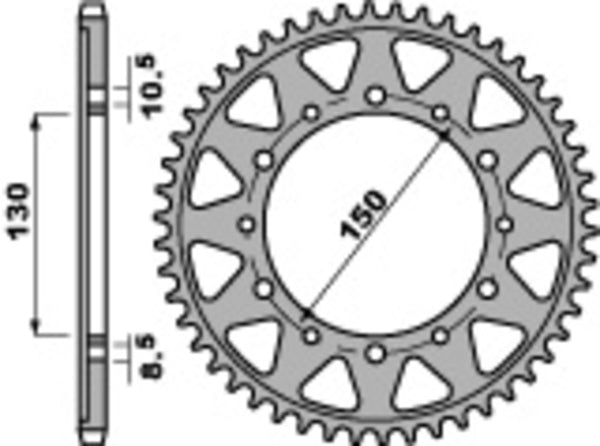 PBR Standard C45 Steel rear Sprocket 860 - 530 860 46 C45