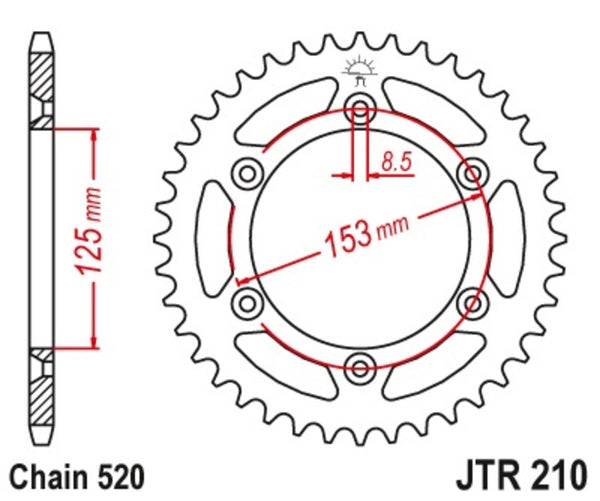 Stalowy standardowy tylny sprock JT Sprock 210 - 520 JTR210.47SC