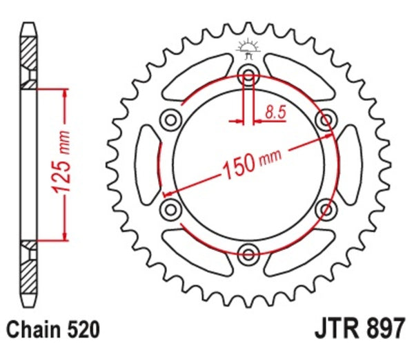 JT Sprock's Steel Standard Rear Sprock 897 - 520 JTR897.52SC
