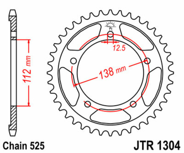 JT Sprock's Steel Standard Rear Sprock 1304 - 525 JTR1304.43