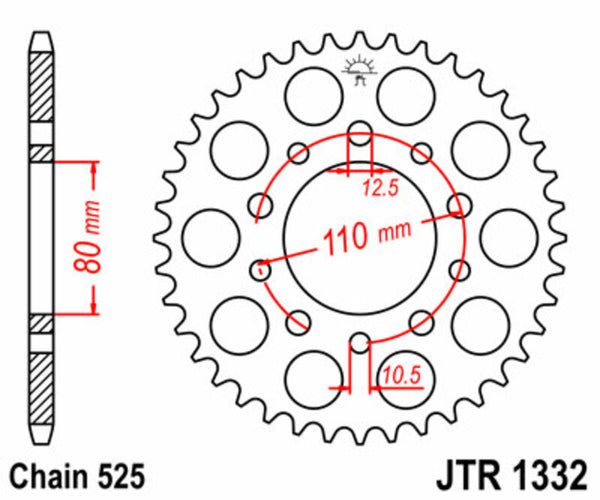 Stalowy standardowy tylny sprock JT Sprock 1332 - 525 JTR1332.41