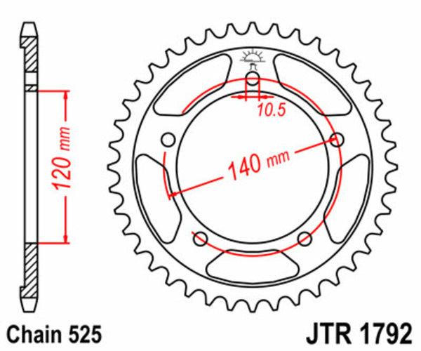 Stalowy tylny sprock JT Sprock 1792 - 525 JTR1792.47