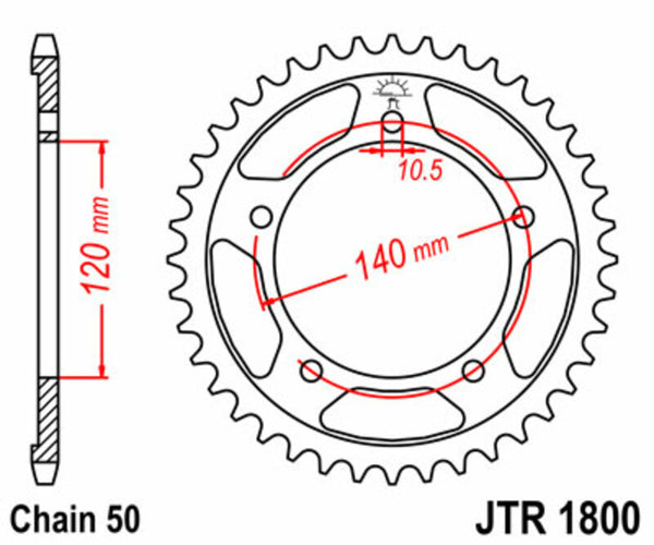 Stalowy standardowy sprock JT Sprock 1800 - 530 JTR1800.45