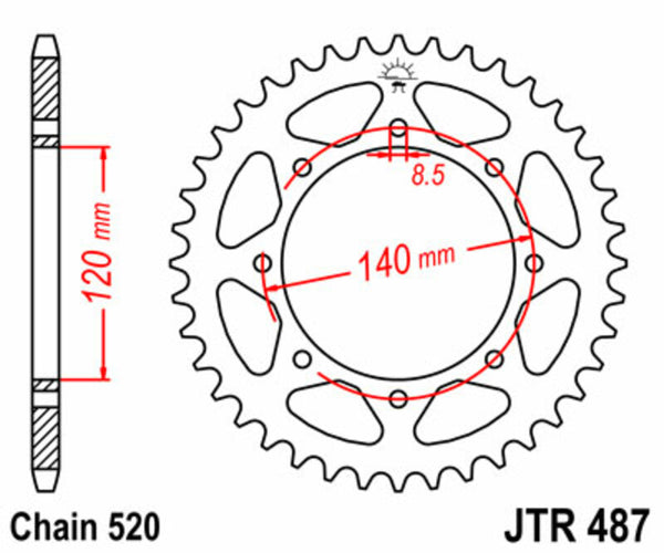 JT Sprock's Steel Standard Rear Sprock 487 - 520 JTR487.44