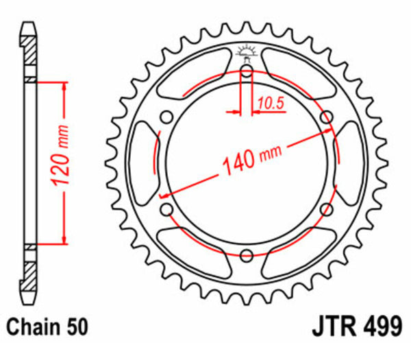 JT Sprock's Steel Standard Rear Sprock 499 - 530 JTR499.45