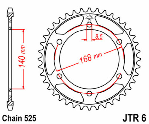 Stalowy standardowy sprock JT SPROCK 6 - 525 JTR6.42