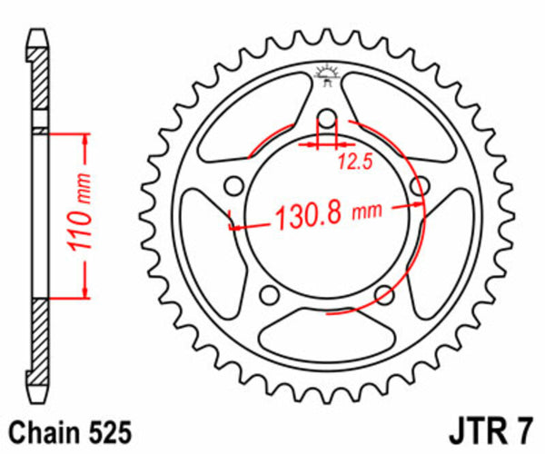Stalowy standardowy sprock JT SPROCK 7 - 525 JTR7.44