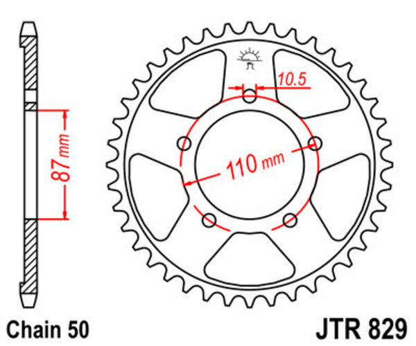JT Sprock's Steel Standard Rear Sprock 829 - 530 JTR829.42