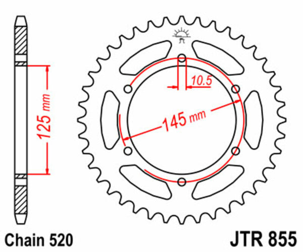 JT Sprock's Steel Standard Rear Sprock 855 - 520 JTR855.46