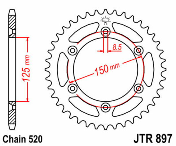 Stalowy standardowy tylny sprock JT Sprock 897 - 520 JTR897.42