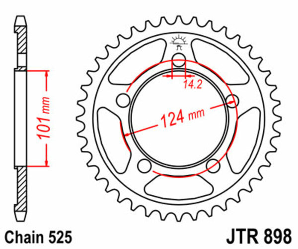 Stalowy standardowy sprock JT Sprock 898 - 525 JTR898.38