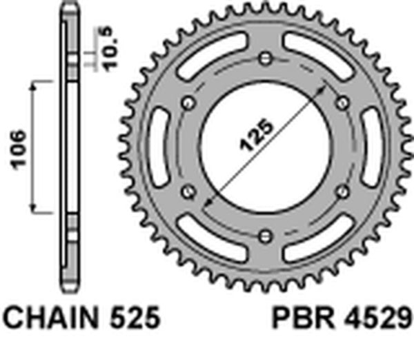 PBR Standard C45 Steel Rear Sprocket 4529 - 525 4529 42 C45 