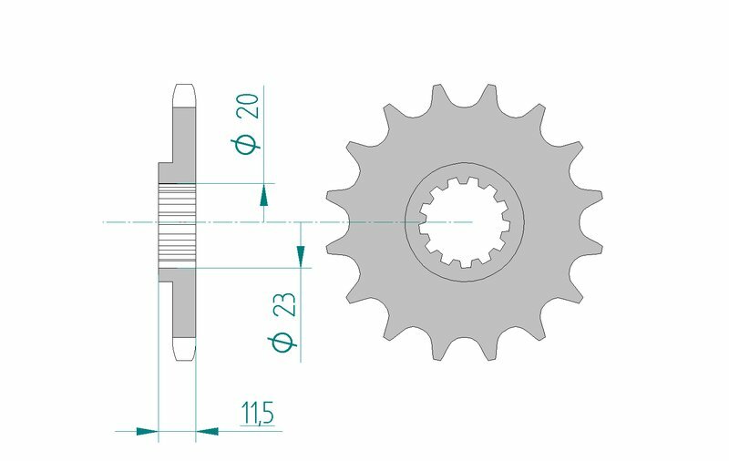 Afam Steel Standardowy przedni sprock 22201 - 428