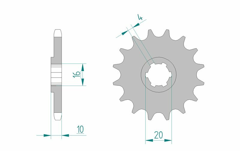 Afam Steel Standardowy przedni sprock 22205 - 428