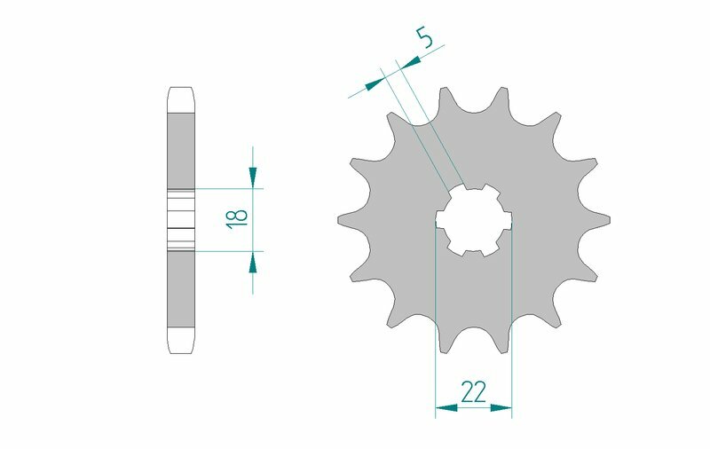 Afam Steel Standardowy przedni sprock 22501 - 530