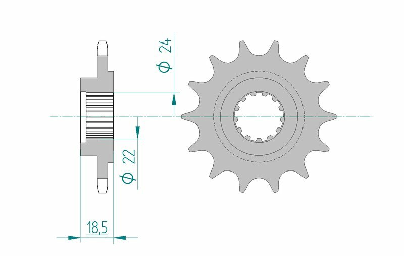 AFAM Steel Standard Front Sprocket 24603 - 520, kompatibelt med Kawasaki Z 750 och Z 800. Precisionsdesignat framdrev med 18,5 mm bredd.