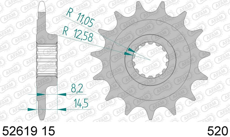 Afam Steel Standardowy przedni sprock 52619 - 520