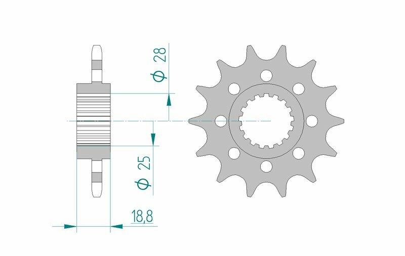 Afam Steel Standardowy przedni sprock 61601 - 520